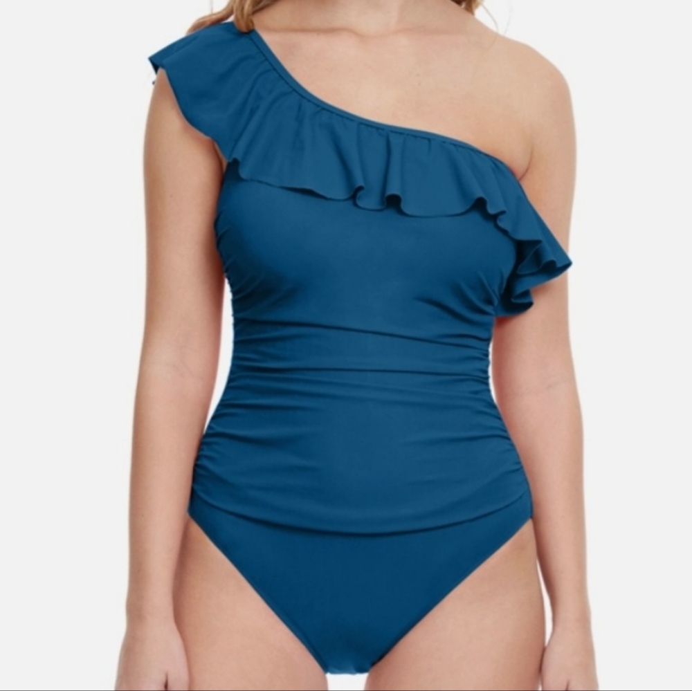 Profile by Gottex Tutti Frutti Ruffle One Shoulder Piece Swimsuit ET2320…